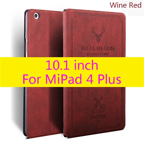 Mipad4 plus WineRed Чехол для Xiaomi Mi Pad 4,8 дюймов, Тонкий Ретро складной чехол-подставка из искусственной кожи, умный чехол для Xiaomi Mi Pad 4 Plus 10,1 дюймов, чехол для планшета - Цвет: Mipad4 plus WineRed