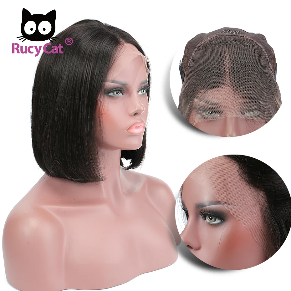 4*4 Короткие Синтетические волосы на кружеве человеческих волос парики
