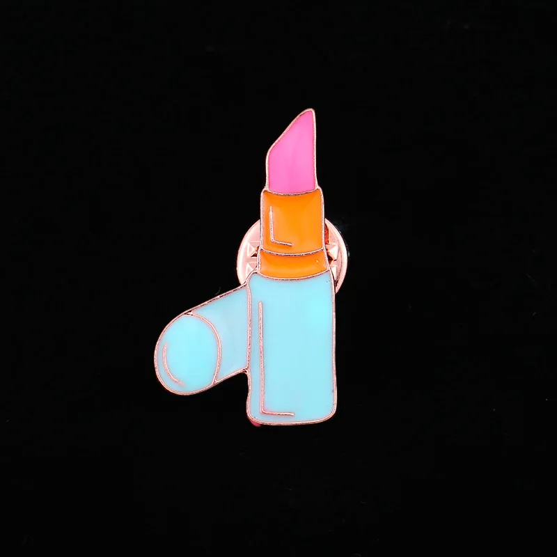 Лак для ногтей броши женщин губная помада эмалированная булавка девушек рюкзак