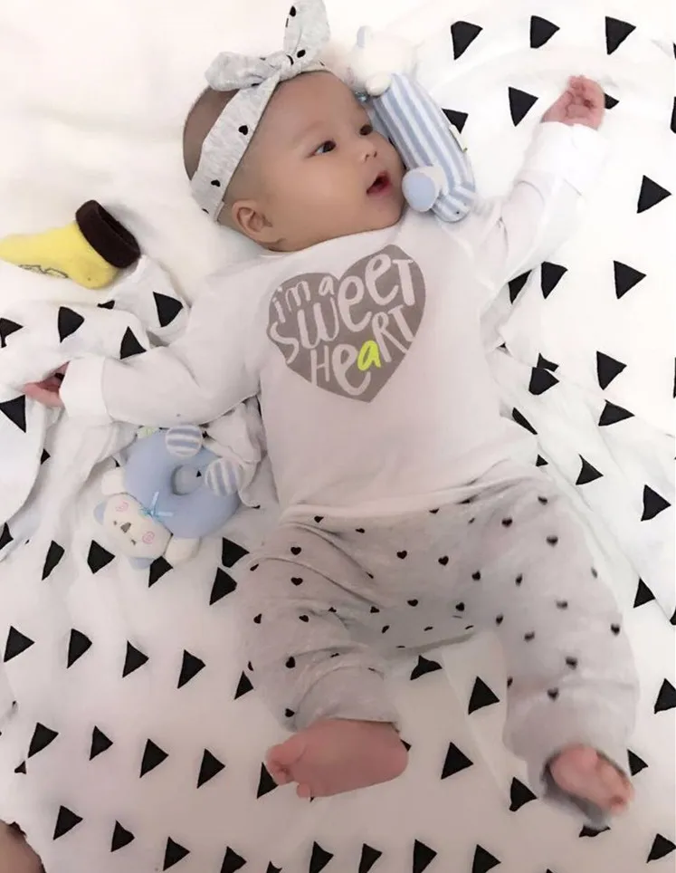 Новый осенний комплект одежды для маленьких девочек хлопковая Футболка + штаны