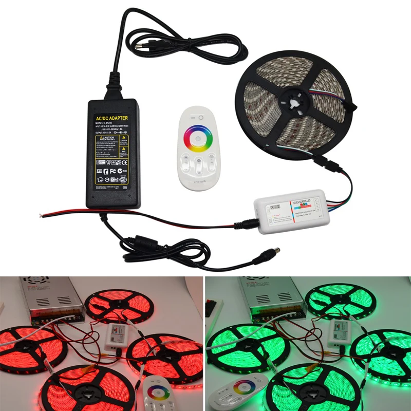 5 м 10 15 20 DC12V Светодиодная лента 5050 SMD Led Гибкий свет 60led/M + 2 4G RF пульт дистанционного