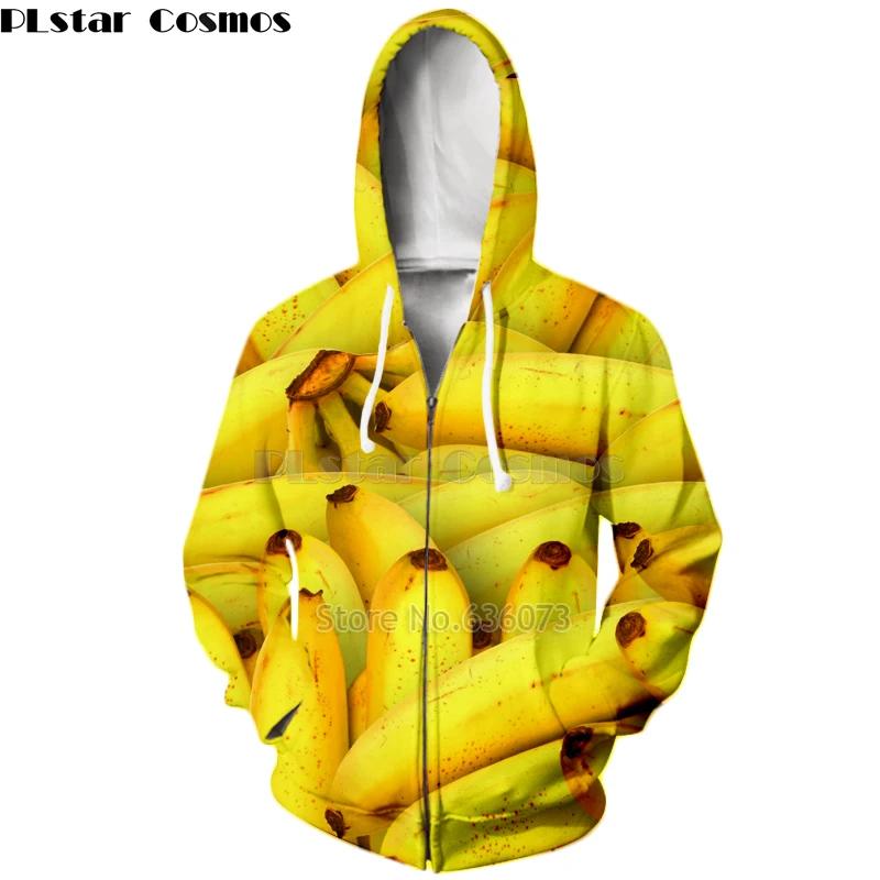 PLstar Космос 2018 Осень Новые модные толстовки на молнии бананы коллаж печать 3d