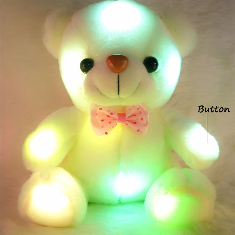 23CM 12Seconds Sound Recording Colorful Luminous Glowing Teddy Bear Plush Toy Stuffed Teddy Bear Lovely Special Gifts For Kids