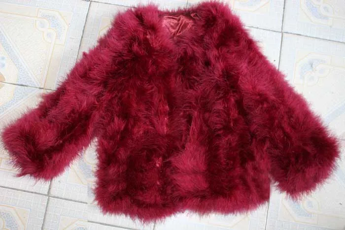 Linhaoshengyue длинные 70 см Страусиные волосы пальто мода - Цвет: wine red