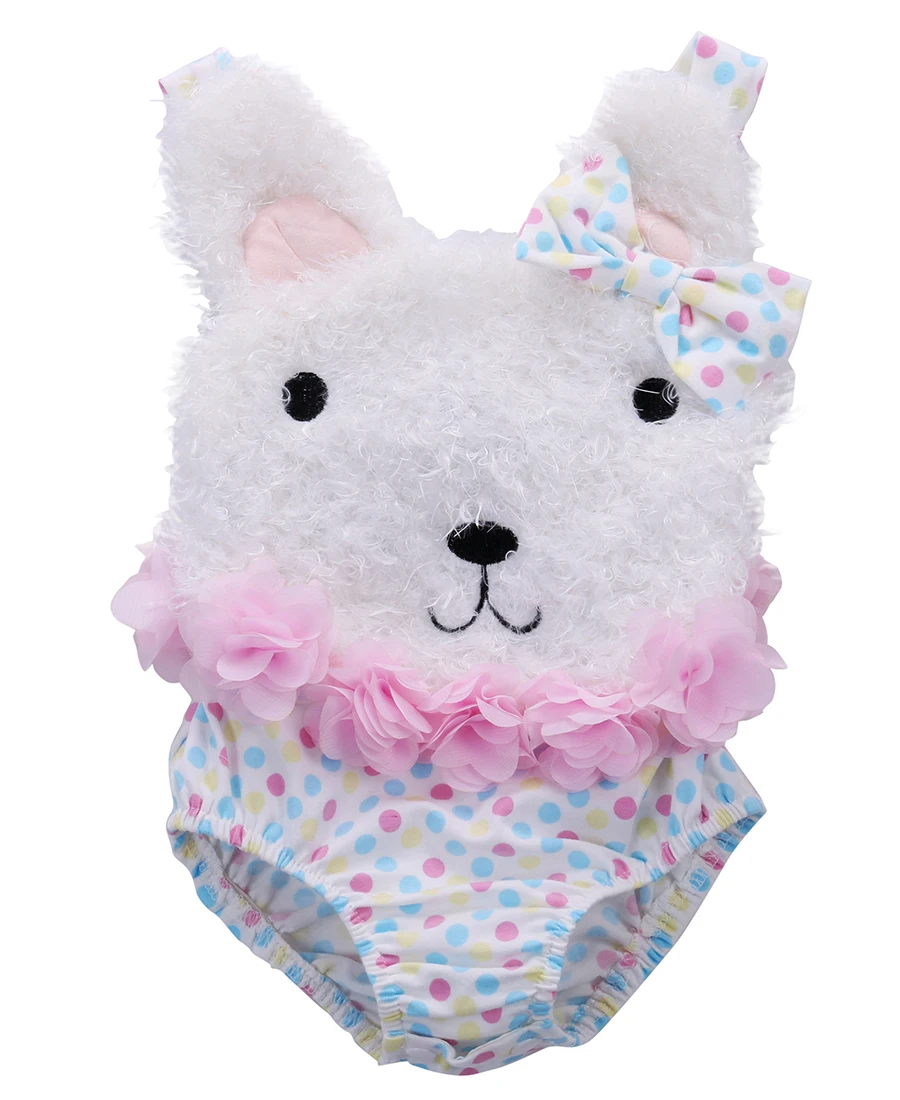 2018 New Brand Cotton Short Sleeve Furry Baby Girl Clothes Polka Dot Bear Romper Jumpsuit Outfits 0-18 M | Детская одежда и обувь