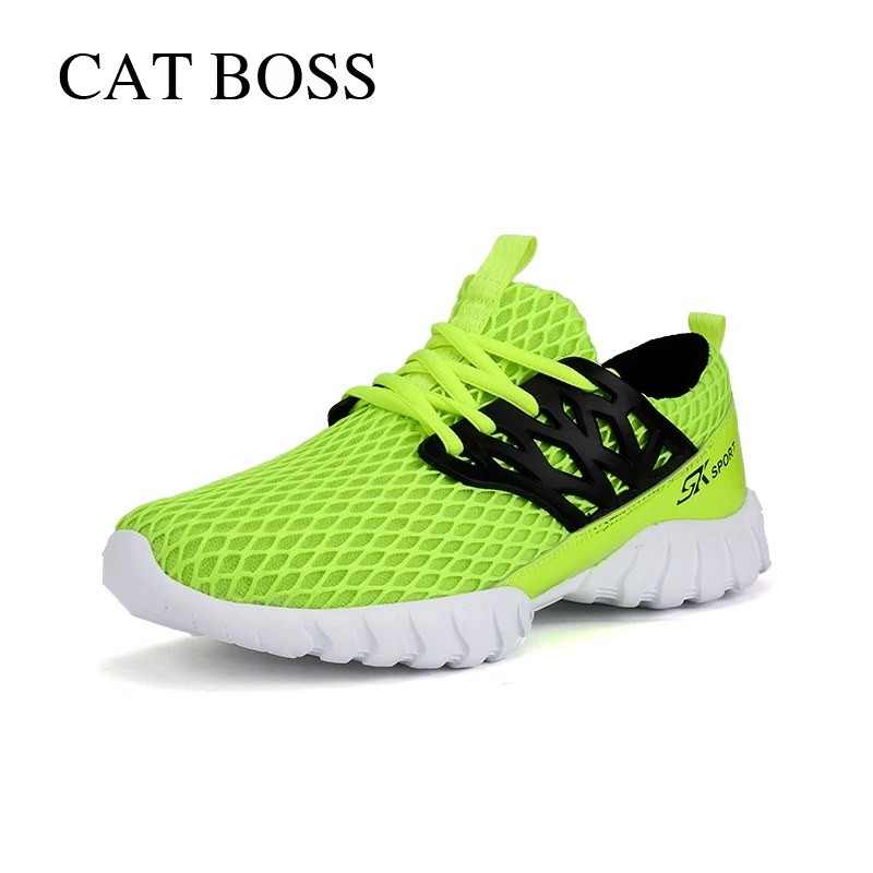 Кот босс 2017 Yeezys Air Для мужчин сетки ткань дышащая легкая Кроссовки Классические