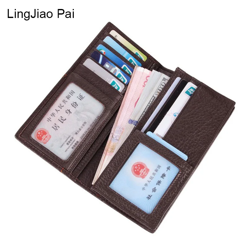 Мужской Длинный кошелек вместительные черные кошельки кожаные кошельки|Мужские