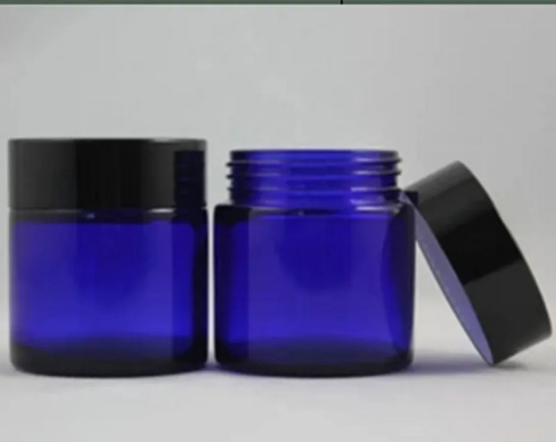 2pcs*15g matte black cosmetic cream glass jar with black lid