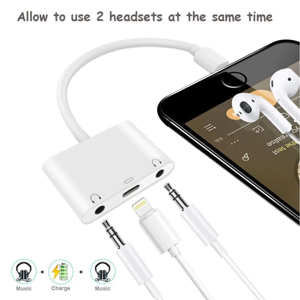 Allvcover для Lightning 3 5 мм разветвитель аудио Зарядное устройство адаптер iPhone 7/8/X