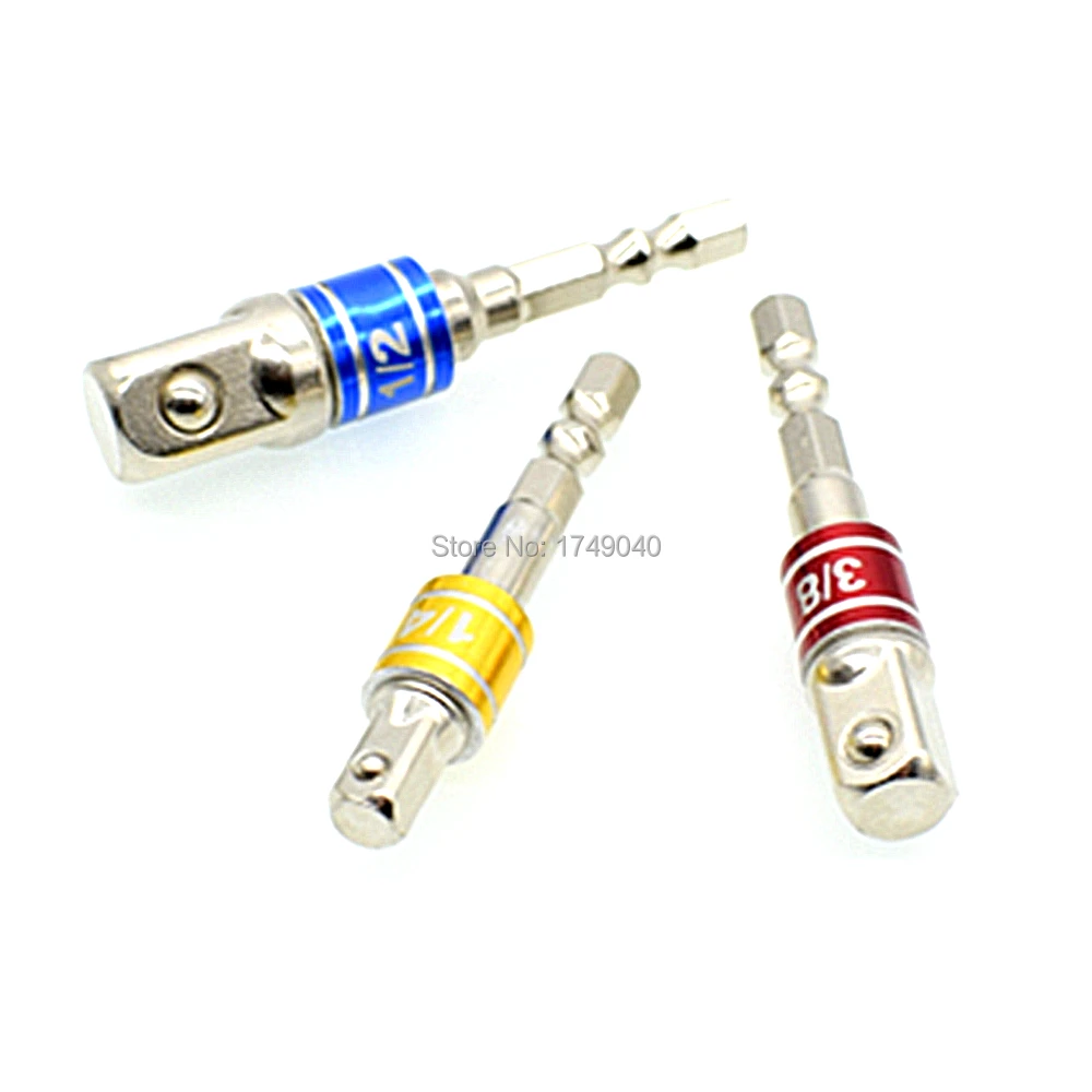 Гнездо адаптера 3 шт. набор 1/4 &quotшестигранный хвостовик до 1/4&quot 3/8 &quot1/2&quot Ударные