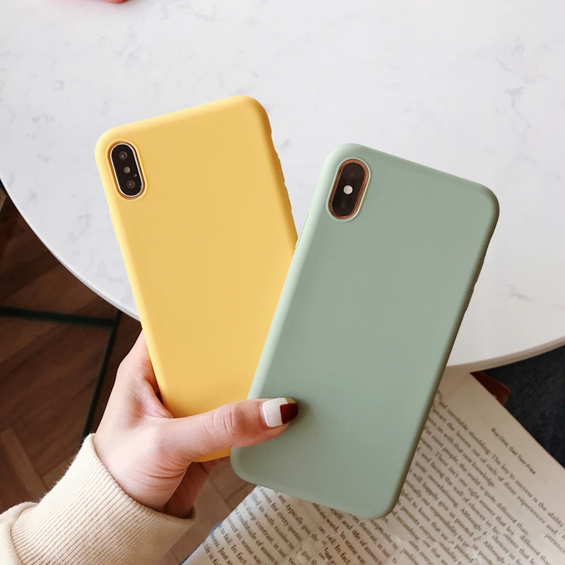 Простой сплошной цвет силиконовый чехол для пар для iphone XR X XS Max 6 6S 7 8 Plus милый карамельный цвет мягкий свежий Модный чехол для телефона s