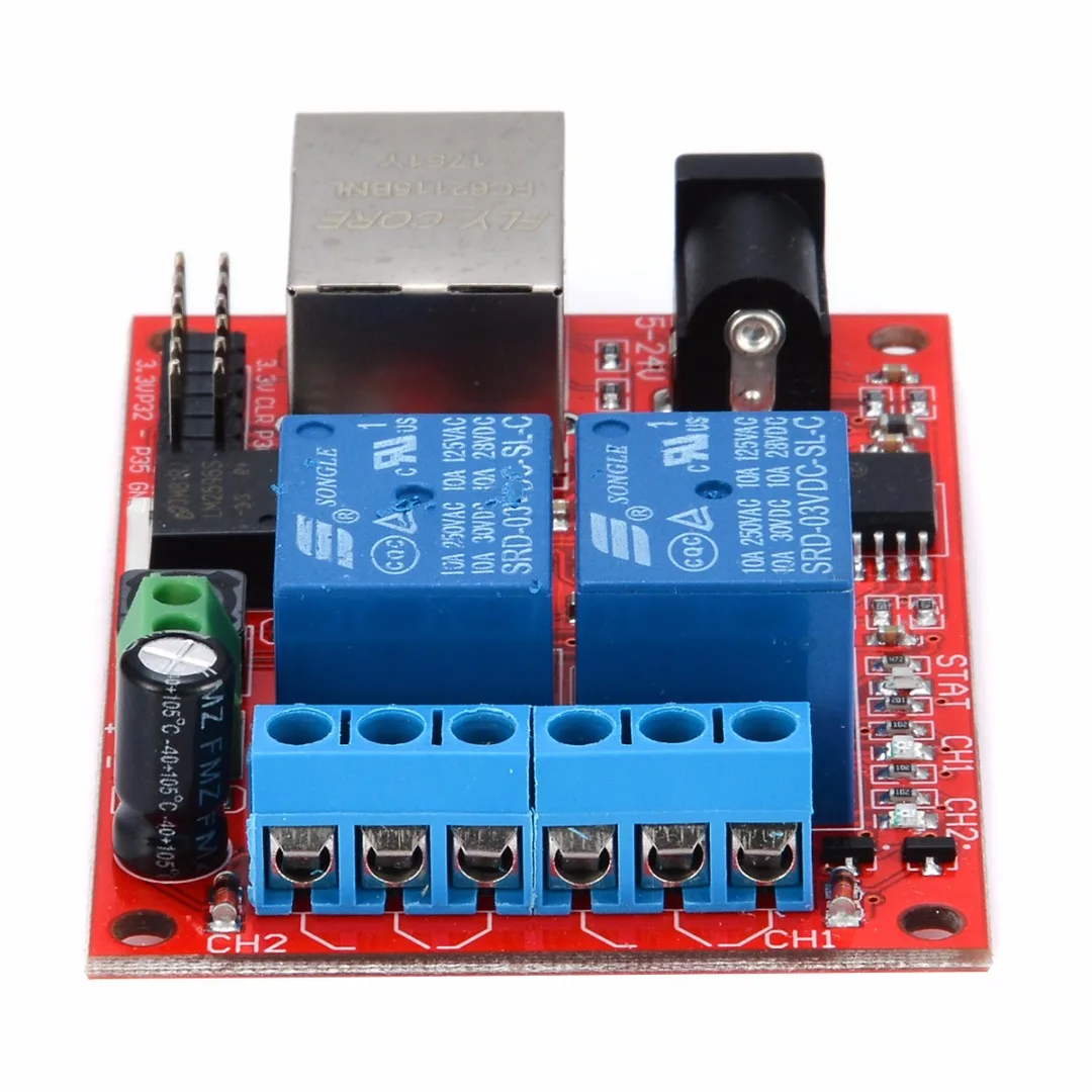 Ethernet 2-полосная задержки модуль реле коммутатор Ethernet TCP/UDP модуль контроллера веб сервер 70x50 мм