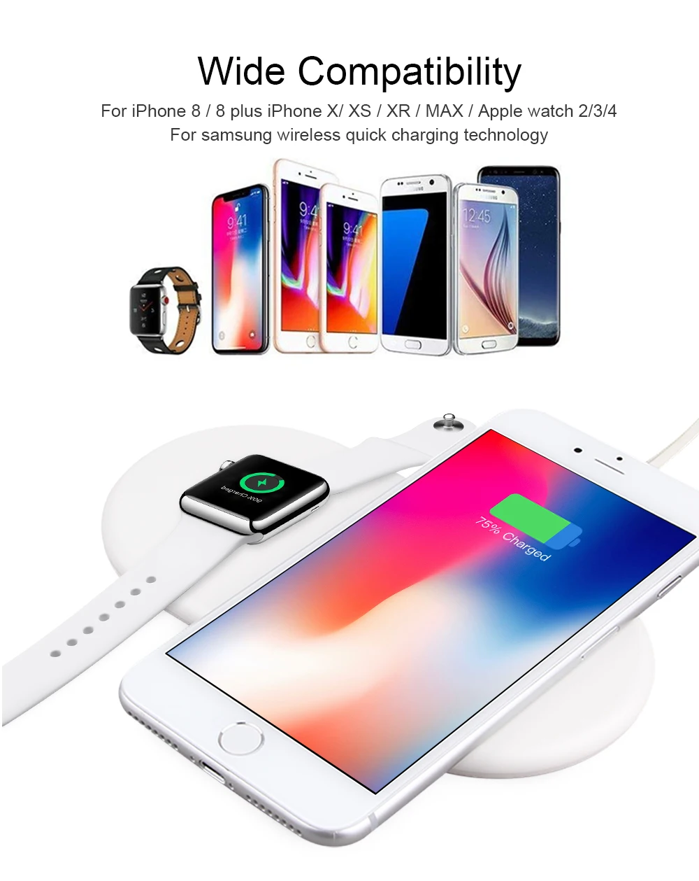 Qi 10 Вт Беспроводное зарядное устройство для Apple Watch Series 2 3 4 Быстрая зарядка Iphone 11 Pro Max XS MAX XR 8 plus X Iwatch док-станция