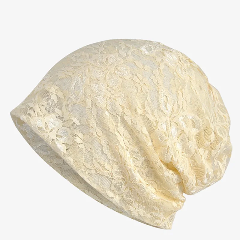 Весенне летние женские шапки Skullie тонкая элегантная кружевная шапочка тюрбан