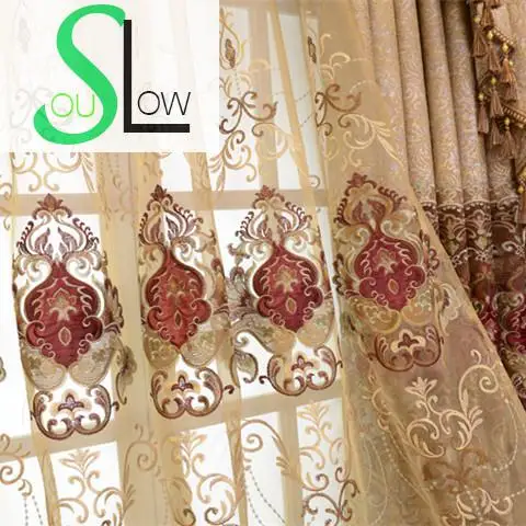 Штора медленная душа из синели европейские шторы с цветочной вышивкой тюль для