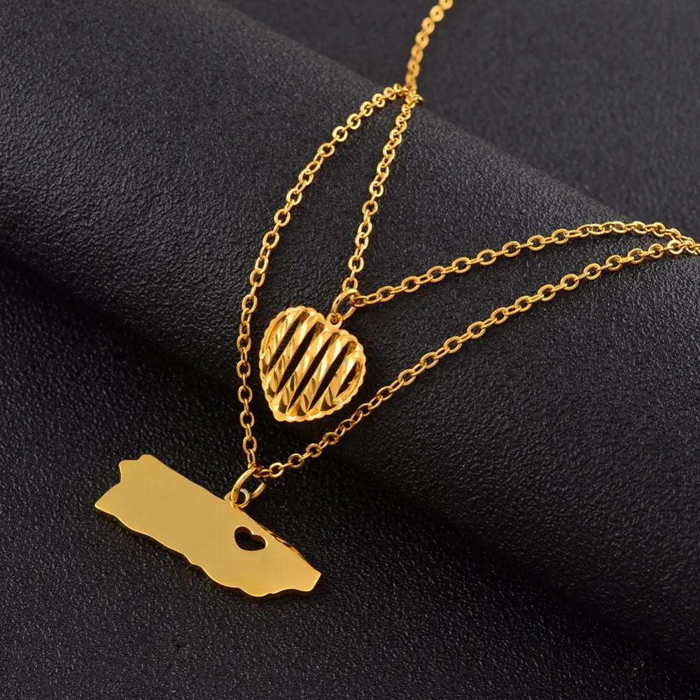 Ожерелье с кулоном в виде карты аннийо/сердце для женщин и девочек золотой цвет