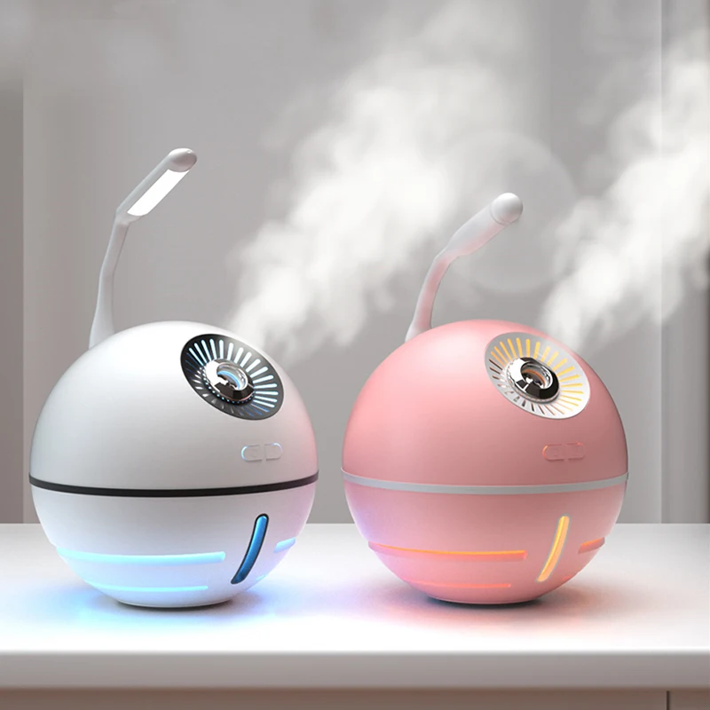 

300ml Ultrasonic Air Humidifier 2000mAh Battery Operated Space Ball Portable Aroma Essential Oil Diffuser USB Light Fan Fogger