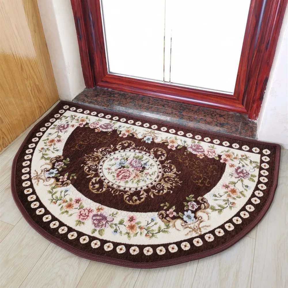 Coffee Европейском классическом полукруг Добро пожаловать коврик на порог жаккардовый шенилл Спальня ванной нескользящей Rugs Home Hotel ковровое покрытие высокое качество - Цвет: Coffee