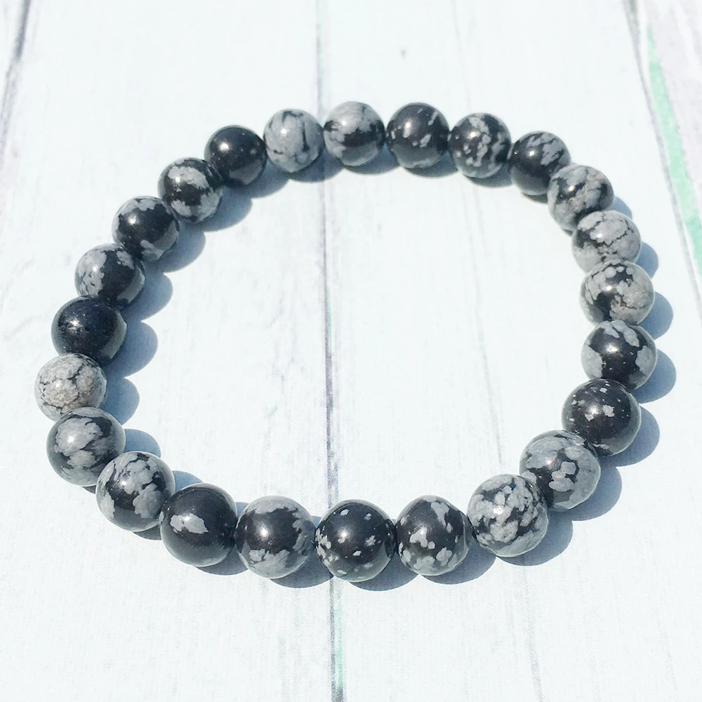Браслет Ruberthen A Grand Snowflake Obsidian чакра на запястье бусы Mala ювелирное изделие защита