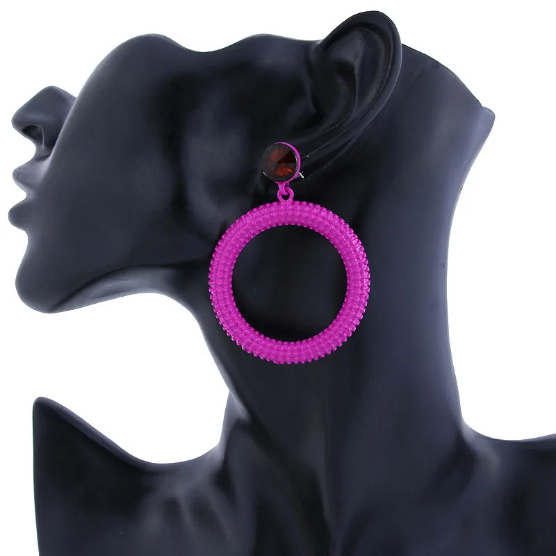 Модные круглые висячие серьги геометрические мозаичные кристаллы изысканные