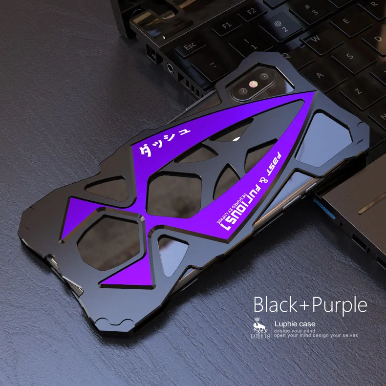 Black Purple Чехол для Apple iPhone X, Роскошный Жесткий металлический корпус из алюминиевого сплава, защитный чехол для телефона, чехол для iPhone 10 - Цвет: Black Purple