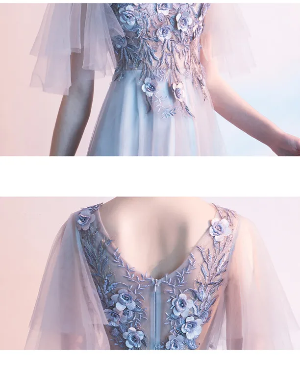 Вечернее платье с цветами длинное из тюля треугольным вырезом 2019 | Свадьбы и