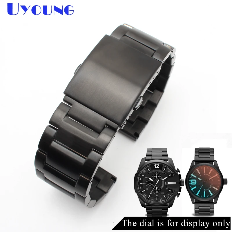 

Stainless steel bracele 24mm 26mm 28mm Men's metal band Silver Black color for diesel watchband Stainless Steel strap