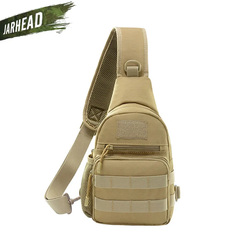 TAN Уличные сумки Оксфорд рюкзак тактический Molle нагрудный пакет один Слинг Сумка через плечо сумка для альпинизма походная сумка - Цвет: TAN