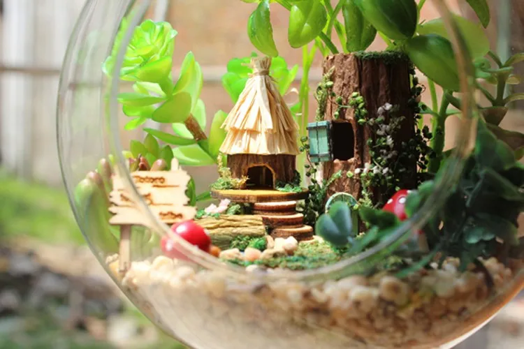 Diy Кукольный дом мини стеклянный шар кукольные домики модель ручной работы деревянный миниатюрный кукольный домик игрушка подарок на день рождения эльф племя B-010