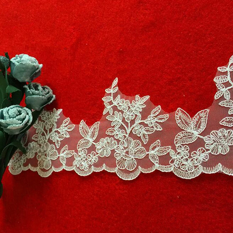Изящная вышитая кружевная отделка 9 ярдов бутиковая лента для шитья гипюровой