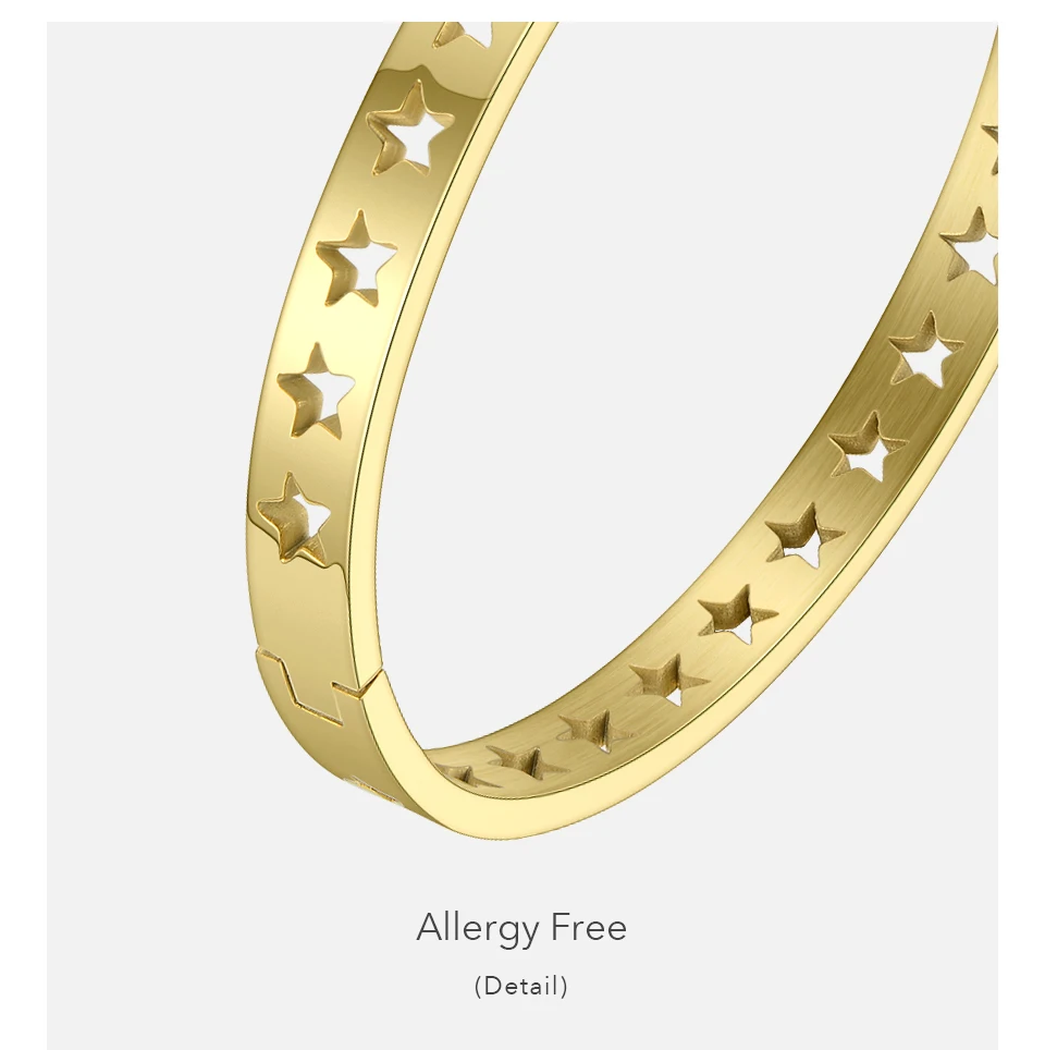 ENFASHION Hollow Stars Bangles& Bracelets For Women Gold Color Stainless Steel Cuff Bracelets Friends Gifts Jewelry BM192011