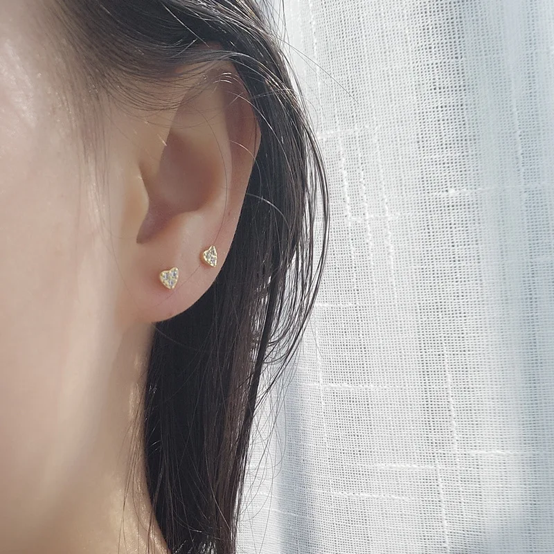 Настоящее Стерлинговое Серебро 925 горный хрусталь сердце корейские сережки-шпильки личности безумные сережки