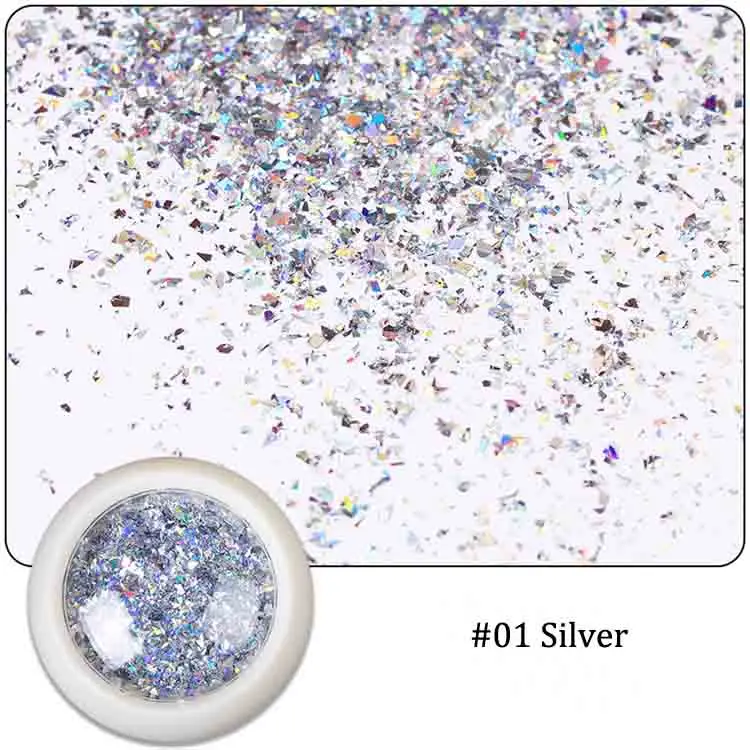silver 1 коробка высокого качества супер голографическая Мерцающая снежинка 2x2 мм "бархатная галактика" пигмент, дизайн ногтей, УФ смола, гель для ногтей, акрил для ногтей, jy - Цвет: silver
