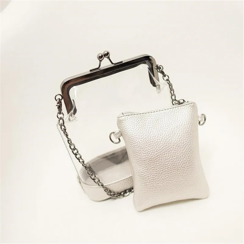 2017 Лето ярких цветов женские кожаные ПВХ кошельки и сумки цепи shell Прозрачный
