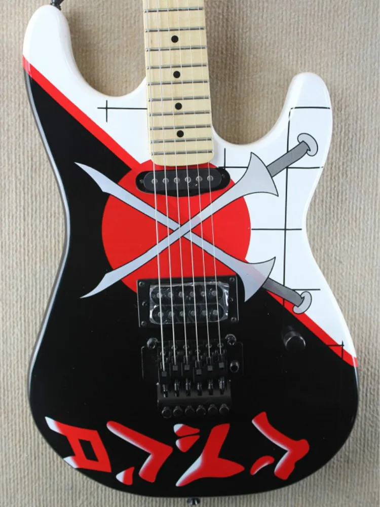 Многоцветный Высокое качество FDST-1086 Charvel San Dimas 25th юбилей меч шаблон тела Floyd Rose тремоло электрогитара - Цвет: Многоцветный