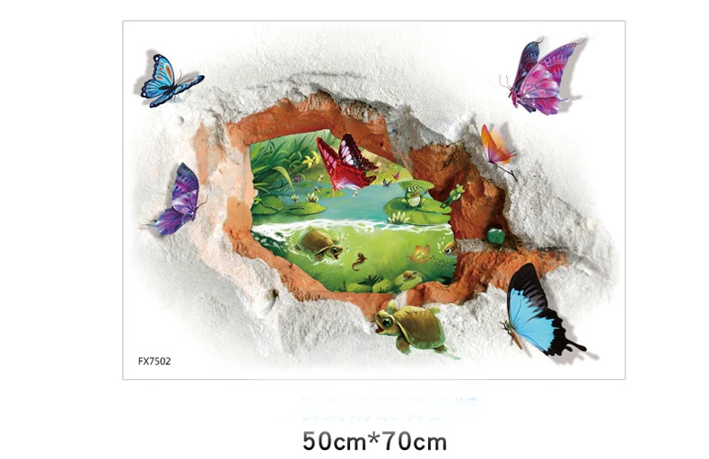 3D стены Стикеры отверстие бабочки ПВХ Наклейка на стену съемный самоклеющийся