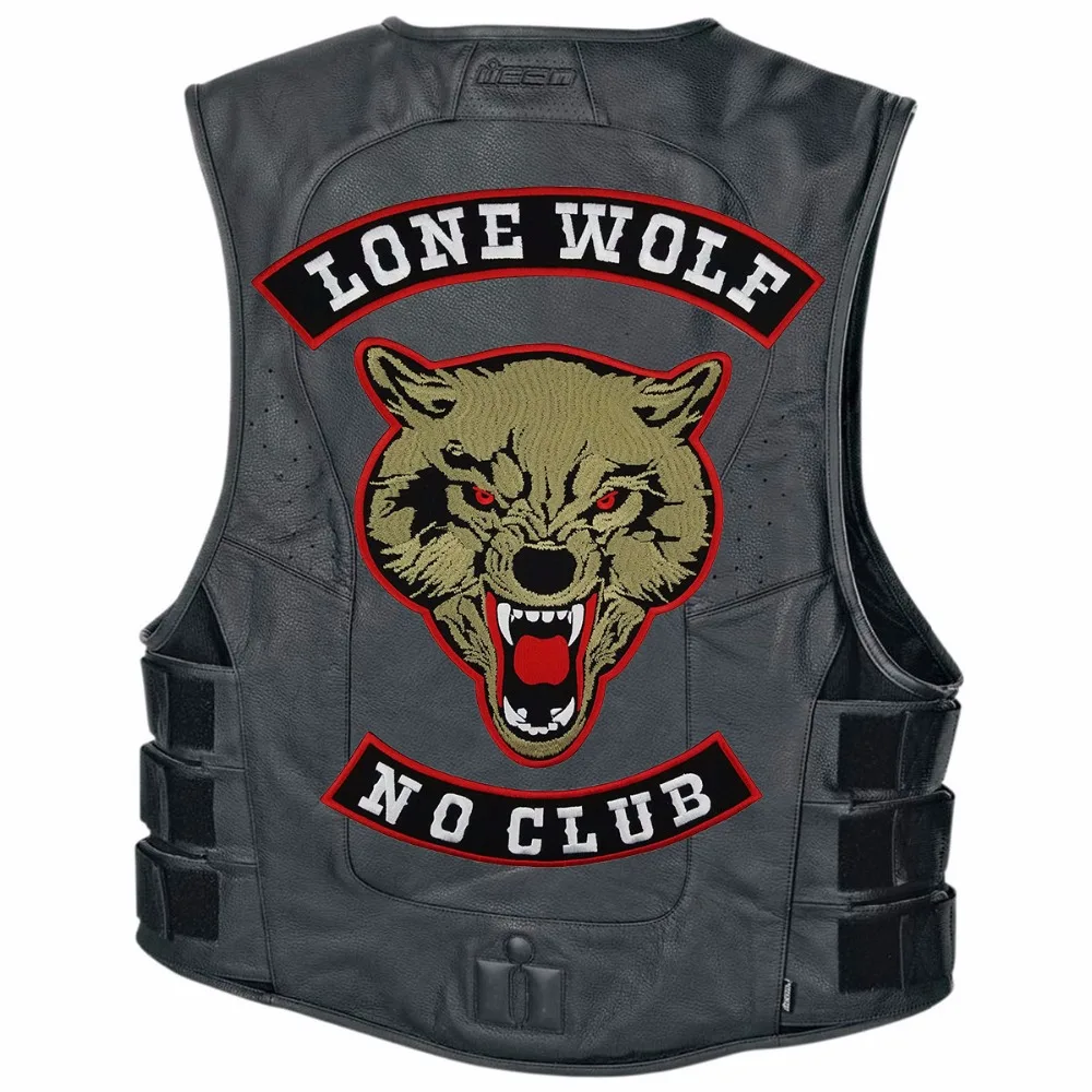 Нашивка для байкеров lone wolf, Без клуба для жилета, свободный мотоциклист, джинсовый жакет с вышивкой на заказ, эмблема на спине, рок и панк-Волк