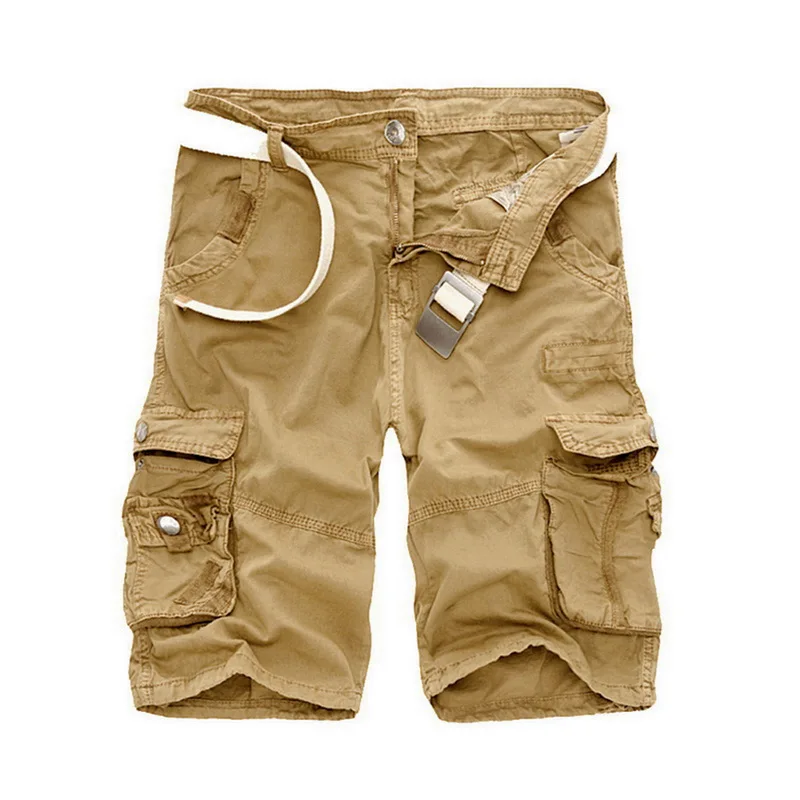 Khaki HEFLASHOR шорты Карго Мужские Классные камуфляжные летние хлопковые повседневные рабочие шорты брендовая одежда камуфляжные мужские военные шорты Карго - Цвет: Khaki