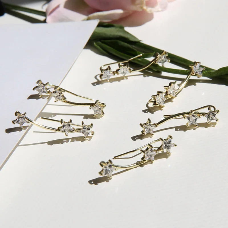 1 шт. AAA кубический цирконий пожелания метеорита звезды уха Висячие серьги клипсы