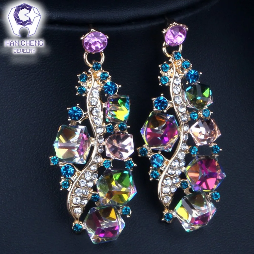 HanCheng новая мода роскошные стразы кубический цвет кристалл эффектное колье