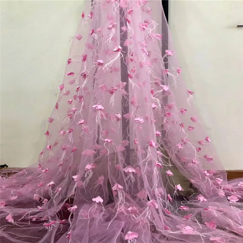 Высококачественная кружевная ткань в нигерийском стиле с объемными цветами