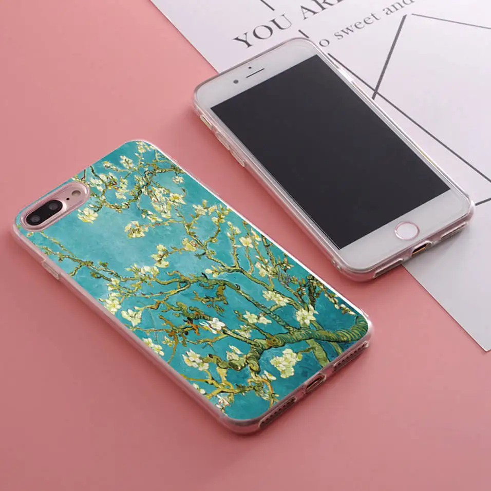 Luxury Coque Van Gogh Branches of an Almond Tree in Blossom Silicone Phone Case for iPhone X 11 Pro 5s SE 6 S 6s 7 8 Plus Cover | Мобильные