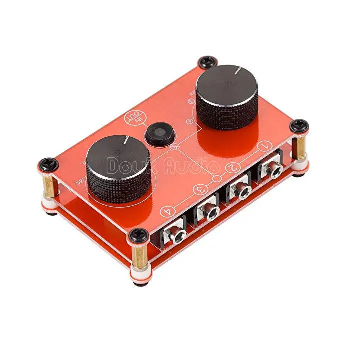 MC104 Red Mini 4 порта стерео 3 5 мм в 1 OUT Audio Splitter селектор Пассивный предусилитель