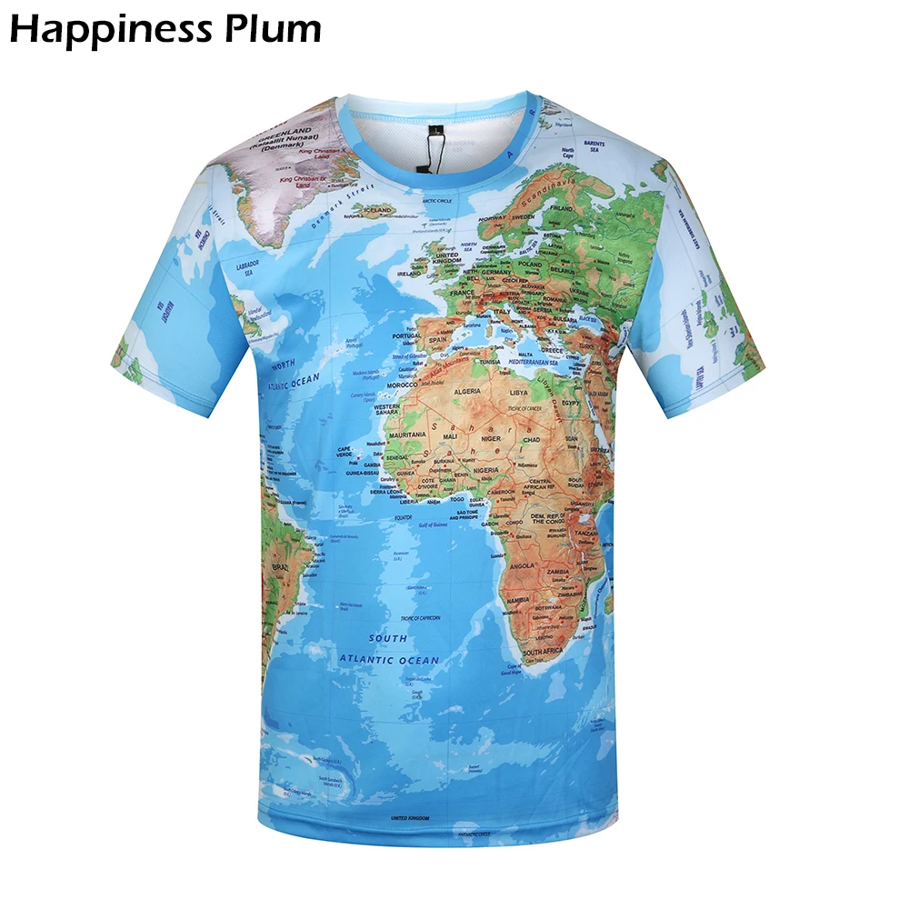 KYKU Brand 3D T Shirt Men World Map T-shirt Funny T Shirts Male 2017 Summer Short Sleeve Anime Tops Tee Fashion Mens Clothing