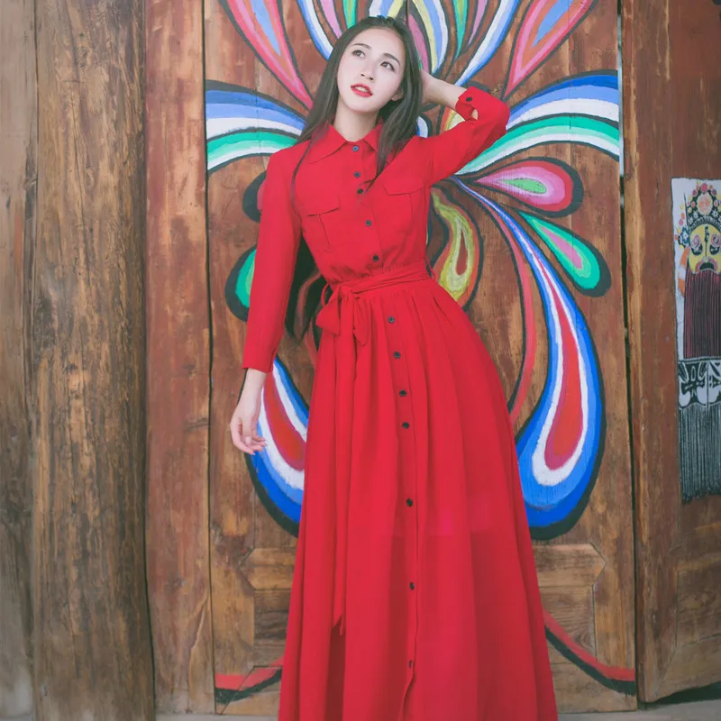 2019 spring and summer new women's dress Slim chiffon long beautiful wind omighty plus size sexy | Женская одежда