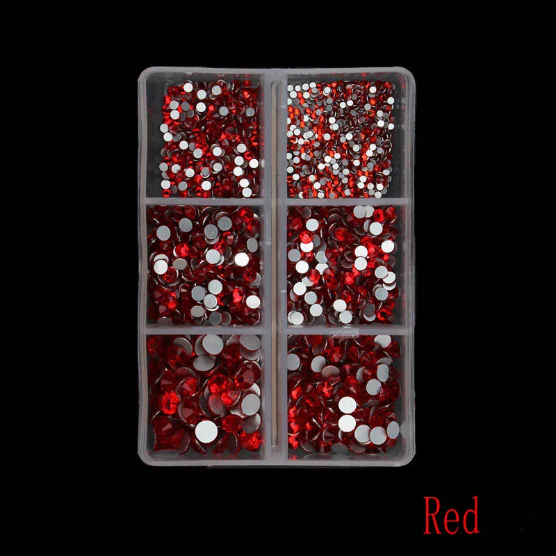20 Red 1 коробка мульти Размеры Стекло ногтей Стразы смешанные цвета, плоский обратно усеяны искусственными драгоценными камнями; страз 3D обаяние драгоценные камни DIY Маникюр нейл-арта украшения - Цвет: 20 Red
