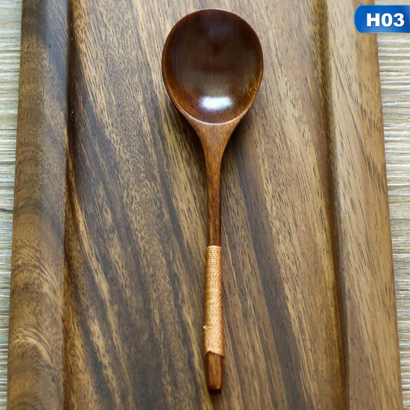 Wooden Spoon Bamboo Kitchen Cooking Utensil Tool Soup Teaspoon Catering For Kicthen - Цвет: H03