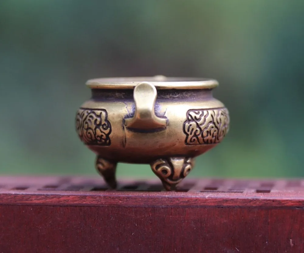 4 см Тибетский буддизм Чистая Бронза Медь Собака Лев курильница | Дом и сад