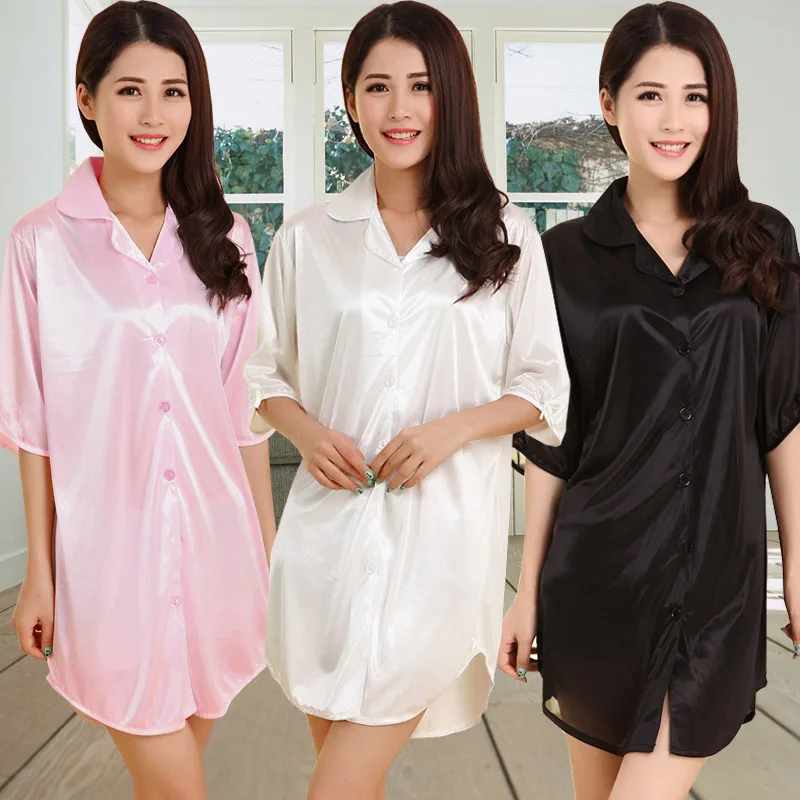 Летняя пикантная рубашка на пуговицах из вискозы женская одежда для сна длинный