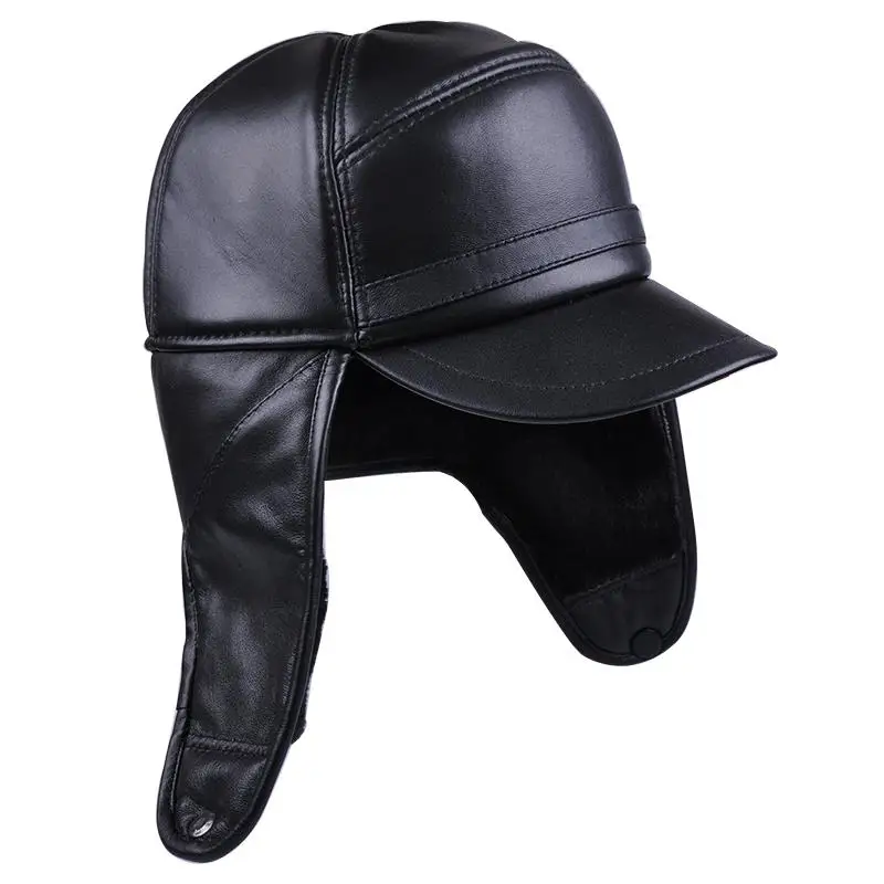 2019 мужские зимние шапки кожаная кепка защитные меховые бомберы Снэпбэк Кепка